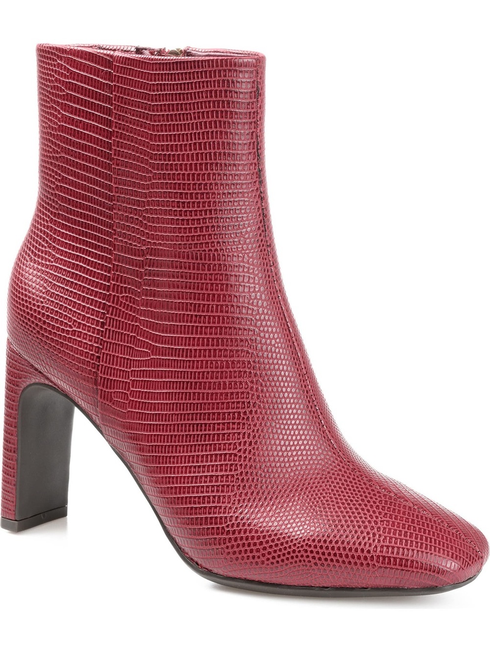 Journee Collection Burgundy Lizard-Embossed Ankle Boot